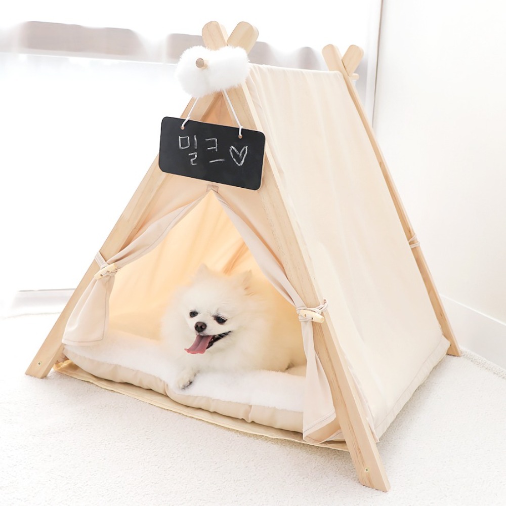 에코펫위드 강아지 고양이 원목 텐트 하우스 침대